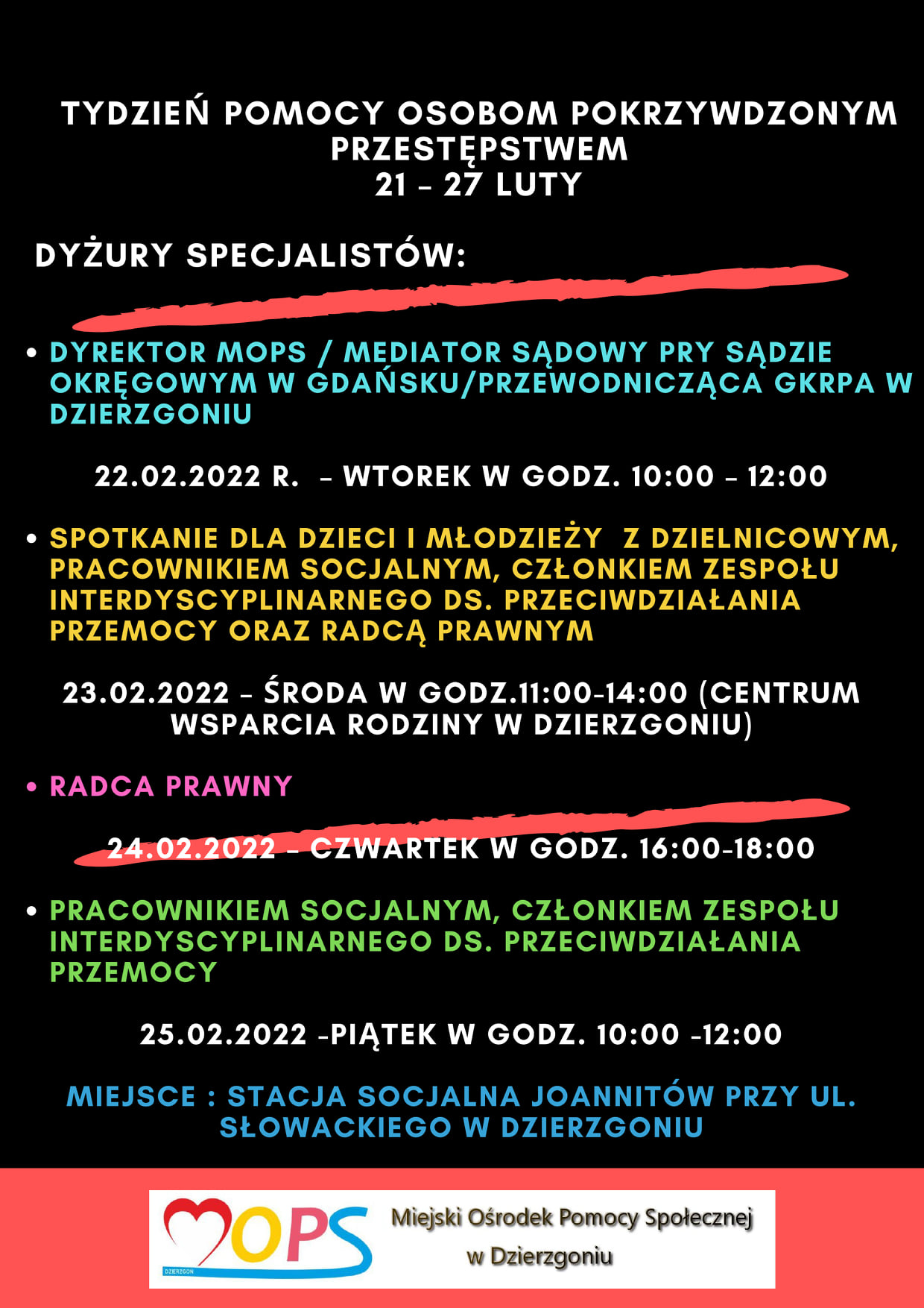 W dniach 21 -27 lutego br. roku odbywają się obchody „Tygodnia Pomocy Osobom Pokrzywdzonym Przestępstwem”.