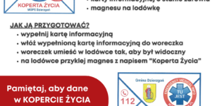 Opisano czym jest koperta życia, jak ją przygotować, przypomniano o aktualizacji danych w takiej kopercie oraz poinformowano o możliwości pobrania sobie takiej koperty w Miejskim Ośrodku Pomocy Społecznej w Dzierzgoniu